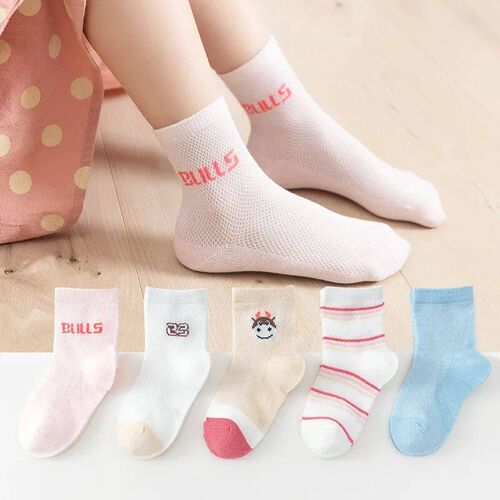 5 Pairs 1 To 12 Years Childrens Socks 2023 Spring Summer Ba
