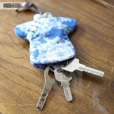 -Hand embroidered DIY fabric key bag material bag patchwork
