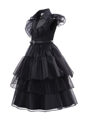 For Girl Cosplay Dress Costumes Black Gothic Wednesday Addam