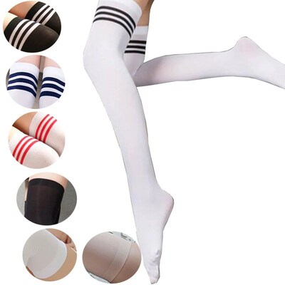 Thigh High Socks Striped Women Sexy Long Stockings Female Ov