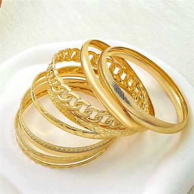 10pcs/set Metal Bangles Set For Women Heavy Punk New Styles