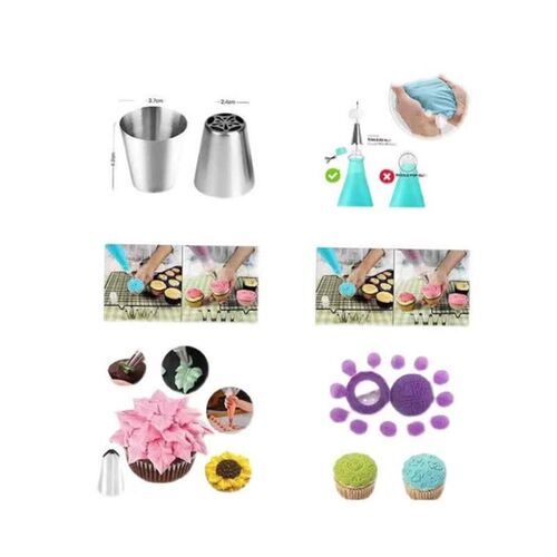 137Pcs Cake Turntable Decorating Tools Piping Nozzle Bag Se1