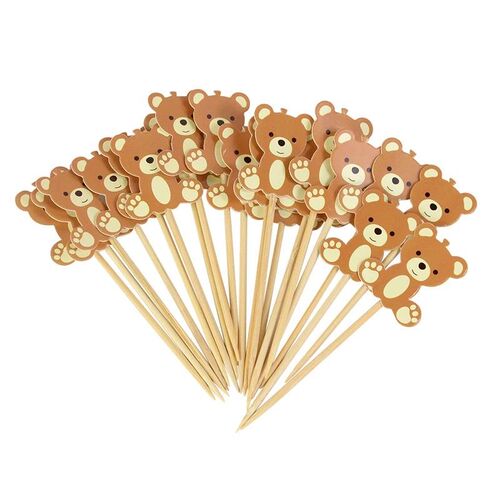 20pcs Cute Bear Food Picks Cake Dessert Toothpicks Fruit For