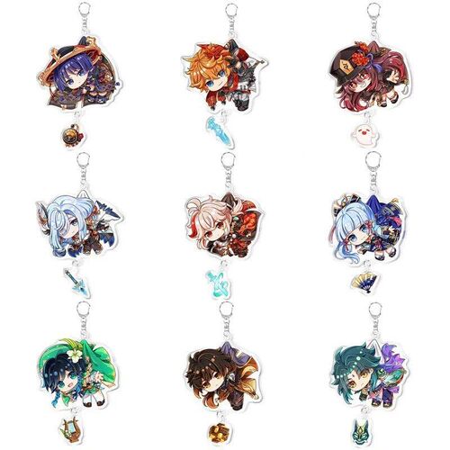 Game Genshin Impact Keychains Acrylic Figure School Bag Jewe