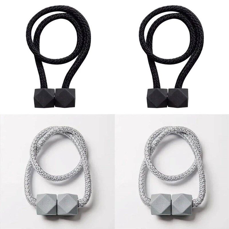 4pcs Curtain Tiebacks with Strong Magnet Thick Rope Design f