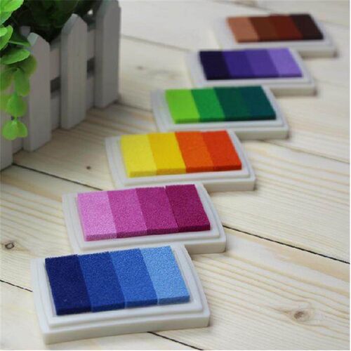 6pcs/lot ink Pad Inkpad Stamp rainbow Color Home made Gr