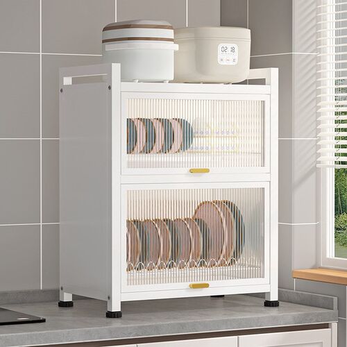 Kitchen dish storage rack flip cover, household cupboard cou