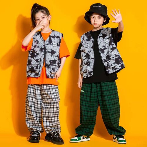 Childrens Hip-Hop Suit Boys Hip-Hop tendy Loose Short-Slee