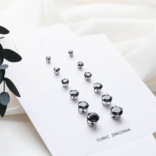 Boxed 6 On Earring Set Cubic Zircon Earring Stud Multi Color