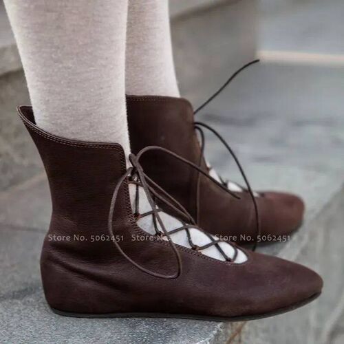 Medieval Elf Princess Lady Lace Up Single Shoes Carnival Men