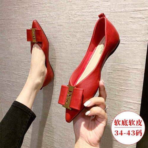 Autumn New Shallow Mouth Casual Shoes Flat British Style Lea