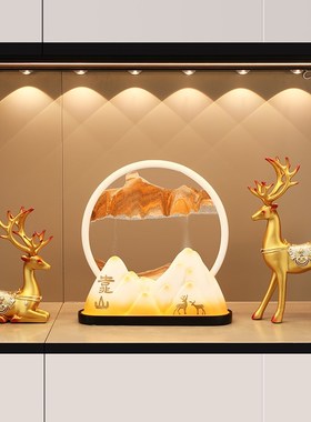 福鹿流沙画客厅摆件家居电视柜酒柜装饰品新房子搬家乔迁新居礼品