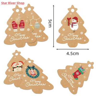 48PCS Christmas tags, kraft paper Christmas tree decorations