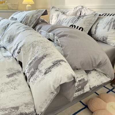 100% cotton bedding 4sets blanket duvet cover bedsheet set