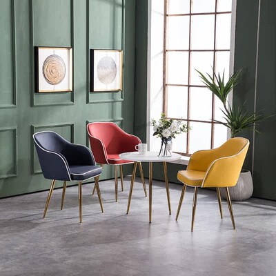 Nordic Dining Chair Customized Wrought Iron Leather Chair