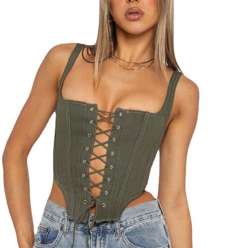 Summer Sexy Strapless Crop Tops for Women with Waist TieSexy