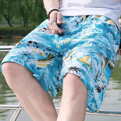 Fashion Breathable Beach Pants Mens Casual Five-point Pants
