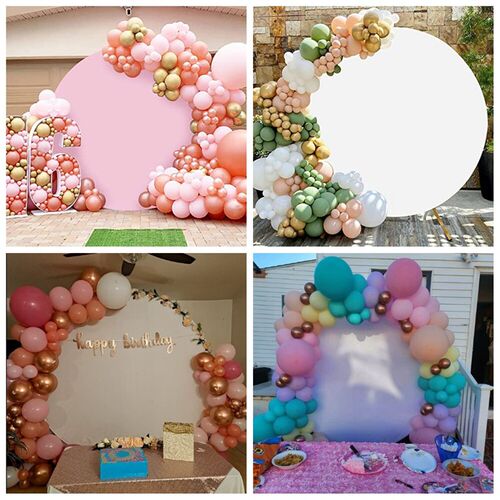 White Pure Color Circle Round Backdrop ver Customized Poster