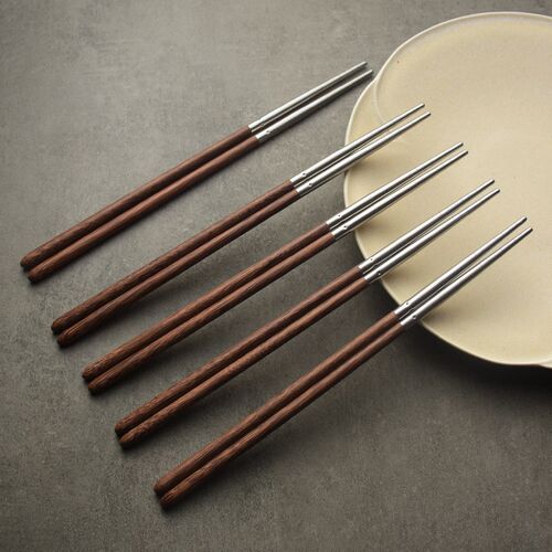 Stainless steel headed wooden chopsticks, hot pot chopsticks