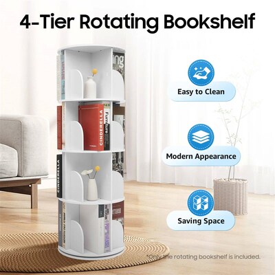 4 Tier Rotating Bookshelf 360 Spinning Display Rack with W