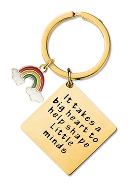 Square Keychain Rainbow Tag Teachers Day Metal Engraving Gif