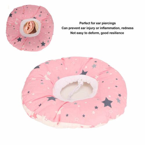 Soft Cotton O Shaped Piercing Ear Care Pillow Star Pattern E