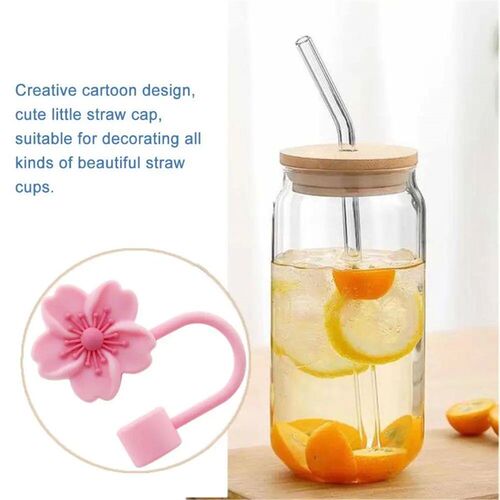 Begonia Flower Straw Cover Cap 10mm 0.4in Silicone Straw Tip
