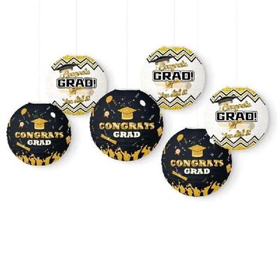 Portable Paper Graduation Lanterns DIY Black White