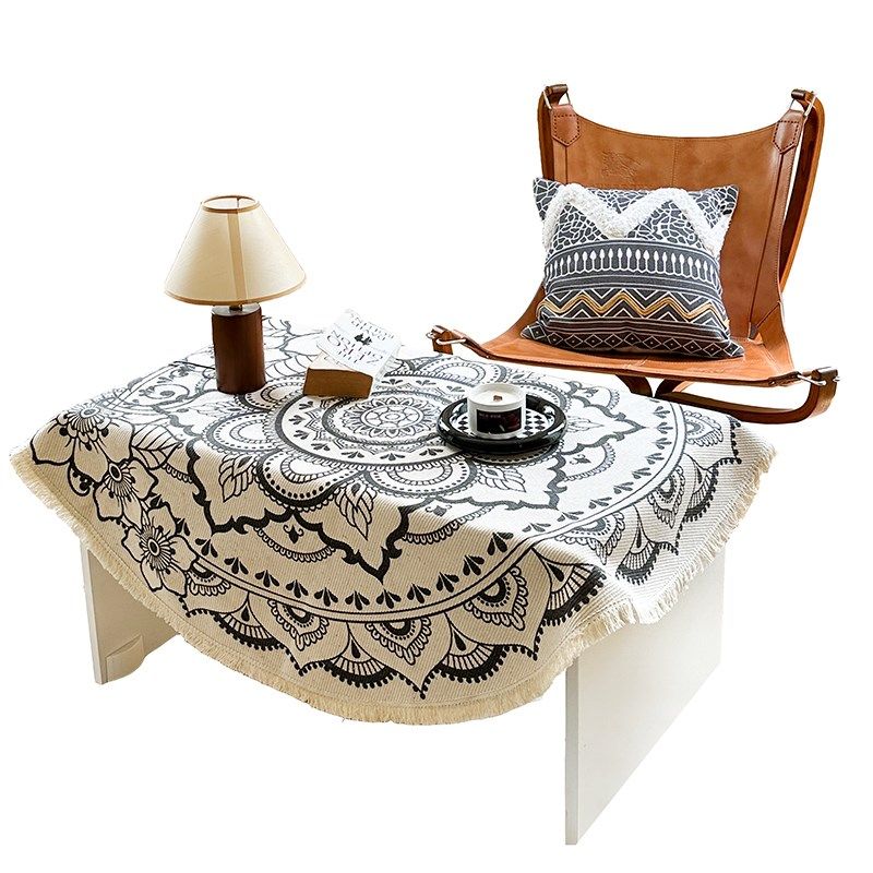 蔓越家  复古做旧圆桌布客厅餐桌垫子床头柜茶几垫台布棉麻桌垫,居家布艺,桌布,淘宝优惠券,粉丝福利购,淘宝优惠卷