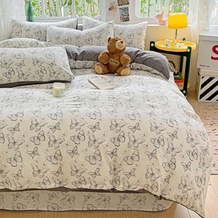 set fitted sheet Student cover bedsheet duvet double bed