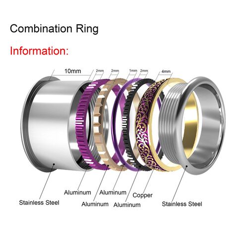 Koaem 5 Pieces Accessories Mix Aluminum and Copper Rings Wom