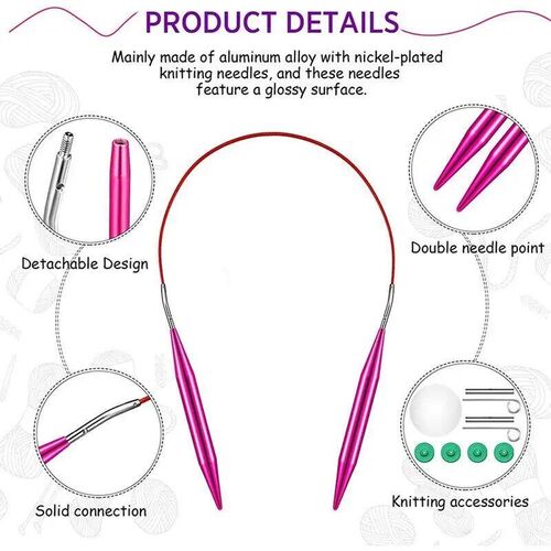 26Pcs Aluminum Circular Knitting Needles Set Interchangeable