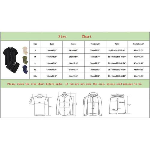 Men Summer 2 Piece Shorts Set Solid Color Cotton Linen Short