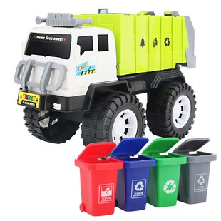 Garbage Truck with 4 Trash Sorting Cans for Kids Sanitation
