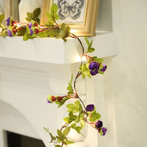 2.2M 25LED Artificial Flowers Plants Leaves Garland String L