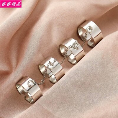 Hip hop Chain Punk Open joint Rings Index Finger Ring set潮