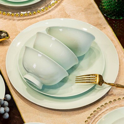 Jingdezhen high-temperature blue glazed bone porcelain dish