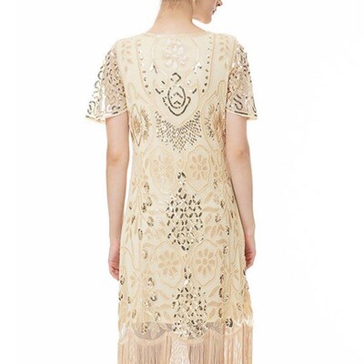 显年轻 带袖 盖茨比复古裙 1920s The Great Gatsby Party Dress