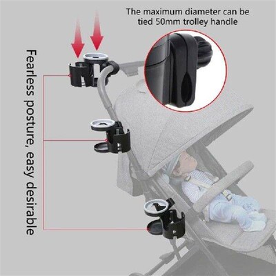 Stroller Cup Holder for 2 Cups Universal Bottle Holder for