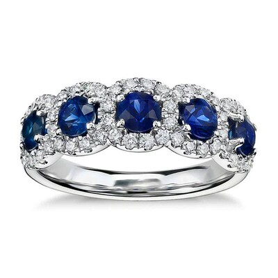Huitan Sparkling Blue White Cubic Zirconia Wedding Band Ring