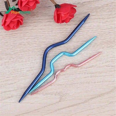 3Pcs/lot Aluminum Curved Crochet Hooks Knitting Needles for