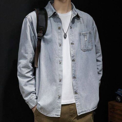 Denim Shirt Mens Coat Autumn Loose Ins tendy Large Size Cas