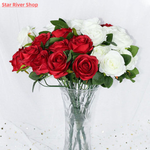 10pcs Romantic Red Flower DIY Silk Artificial bouquet Rose