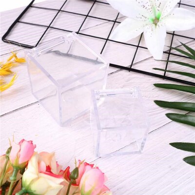 1pc Transparent Can Open Favor Boxes Square Wedding Candy Bo