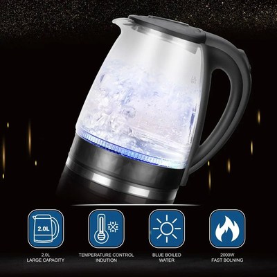 2L Electric Glass Kettle With 2000W Kitchen Appliances Keep