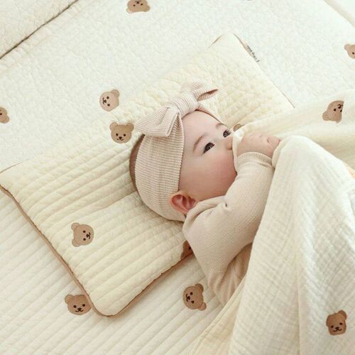 Korean Ins Style Baby Embroidered Bear Pillow Breathable Swe
