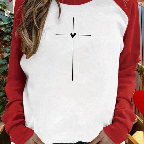 Valentines Day long sleeved womens shoulder style upper