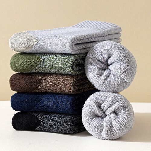 Socks Mens Fleece-lined Thick Warm Towel Socks Mens Terry
