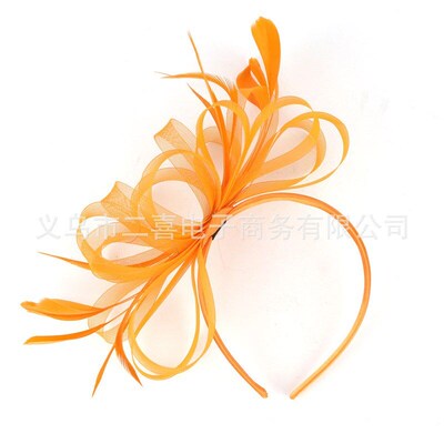 Bridal Veil Headpiece Bow Hair Ornament Feather Hairpin for