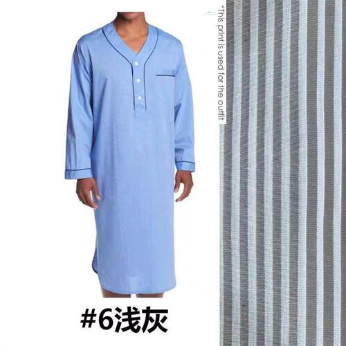 Mens long sleeved striped robe collar pocket
